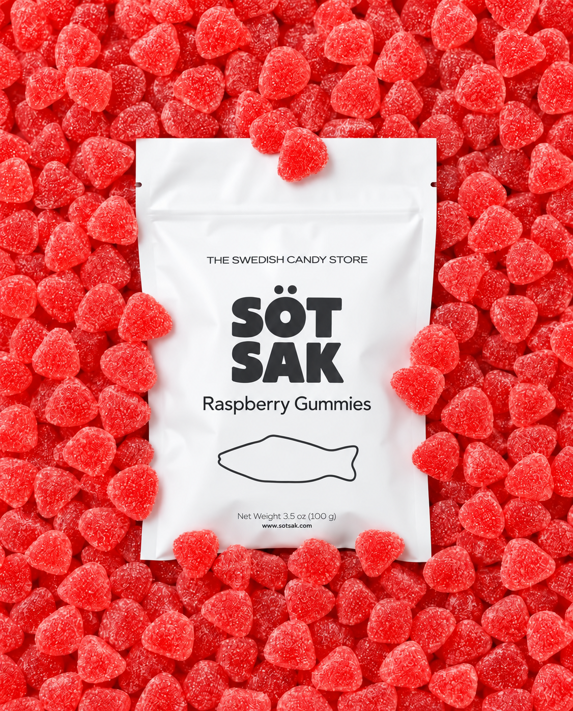 Sötsak Raspberry Gummies 1 lb bag
