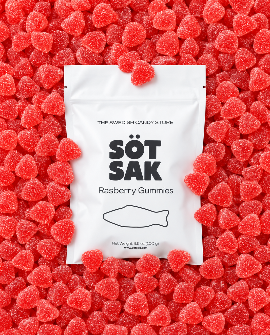 Sötsak Raspberry Gummies 1 lb bag