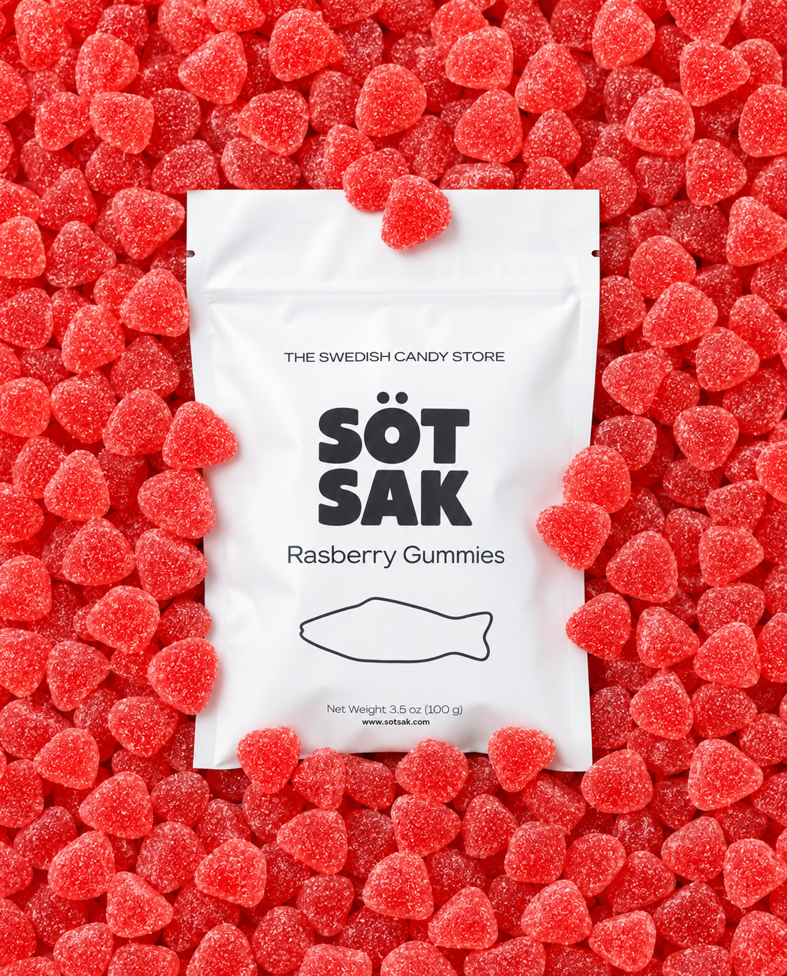 Sötsak Raspberry Gummies 1 lb bag